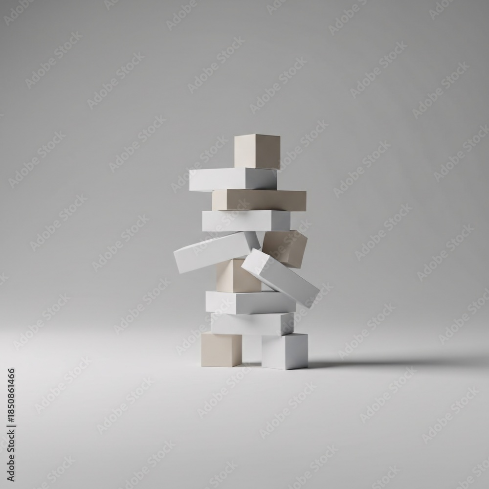 Obraz premium Unstable Geometric Structure Representing Business Risk and Uncertainty