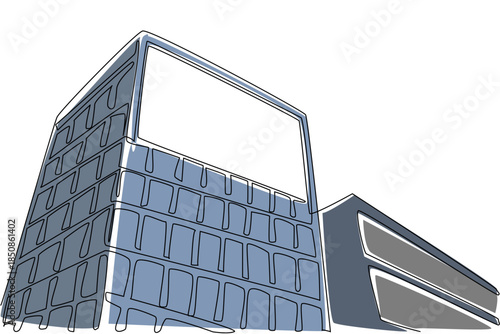 Single continuous line drawing billboard attached to buildings. Highly profitable digital billboard placement. Marketing goods and services. National Billboard Day. One line design vector illustration