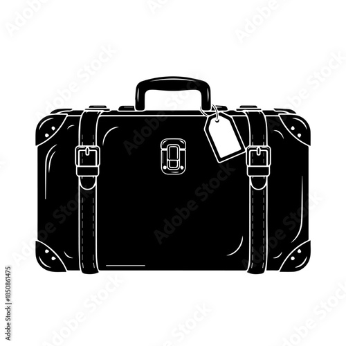 Classic black leather suitcase