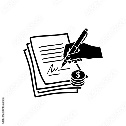 Signing a contract with money