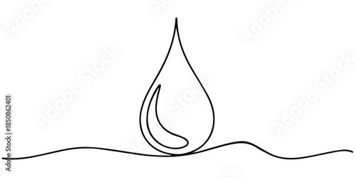 Continuous line drawing of drop. A drop of water or other liquid. One line drawing background. Vector illustration. Editable stroke, Continuous one line drawing of blood drop on transparent background