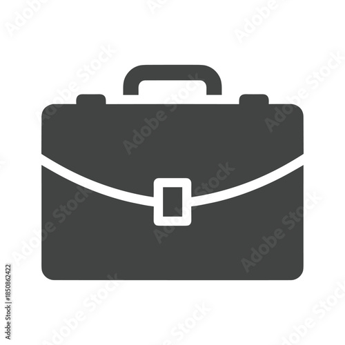 Black briefcase icon on white background