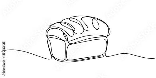 bread continuous one line drawing, bread one line drawing, Sliced wheat bread one line continuous drawing. one line Icon drawing, Bread Continuous Line Icon, Continuous line drawing of a slice
