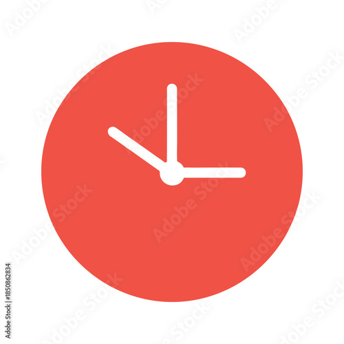 Red clock face showing ten thirty