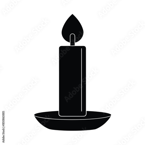 Simple burning candle light icon