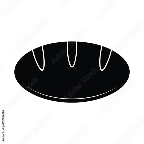 Simple black bread loaf illustration