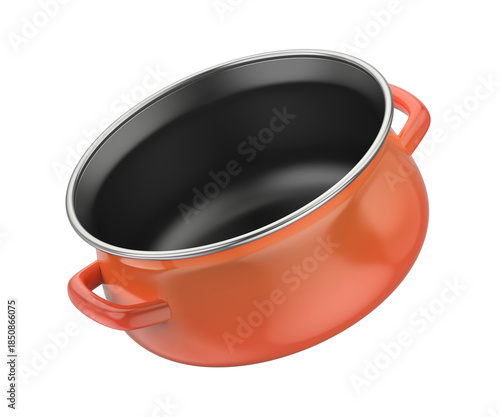 Enamel cooking pot on transparent background