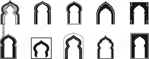 Variety of gothic architectural arches and window designs