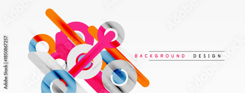 Abstract geometric shapes overlap, creating vibrant colorful design. Modern style, clean lines, suitable for backgrounds.