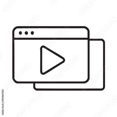 A simple outline of a computer screen displaying a play button and a connected device