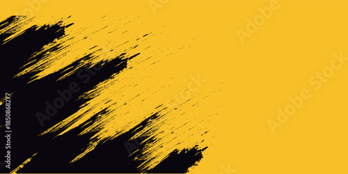 Yellow and black backdrop with dot halftone pattern element. Abstract brush grunge background. retro comic concept for your graphic design, banner or poster See Less