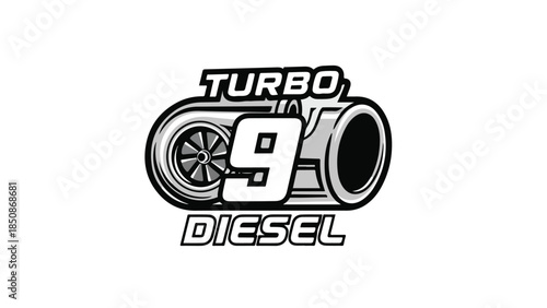 Turbo 9 Diesel Logo - Automotive Performance Engine Part logotypelogoicon.