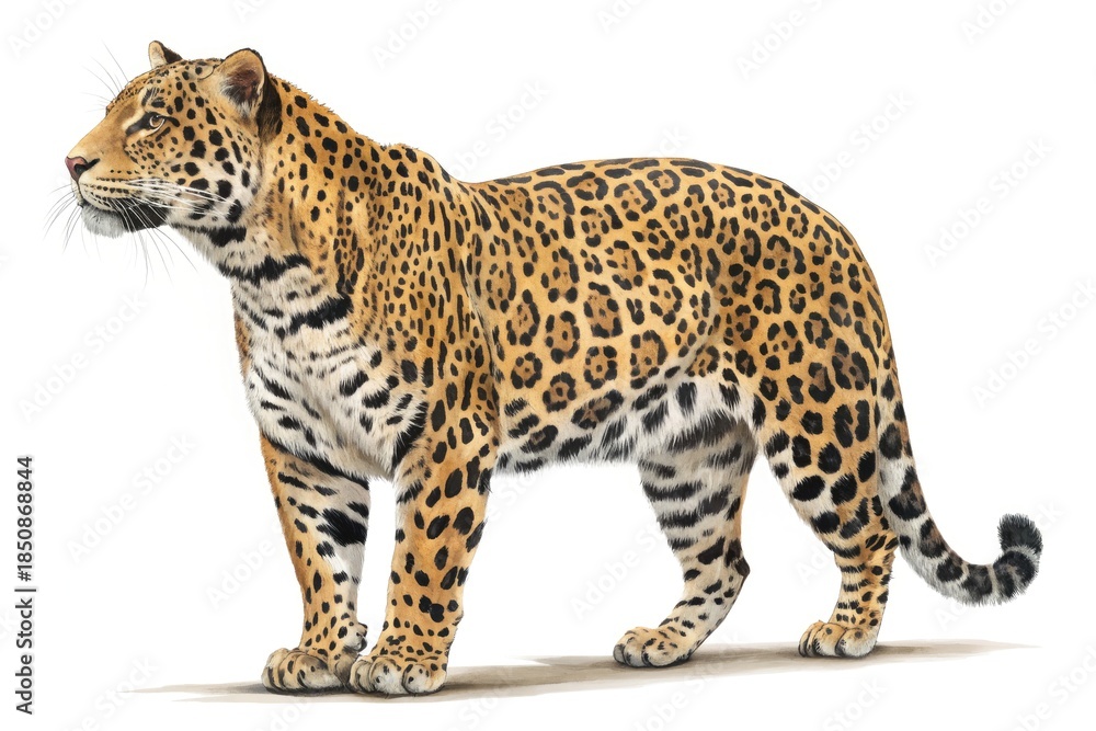 Obraz premium Lifelike Drawing of a Leopard Standing in a Natural Pose