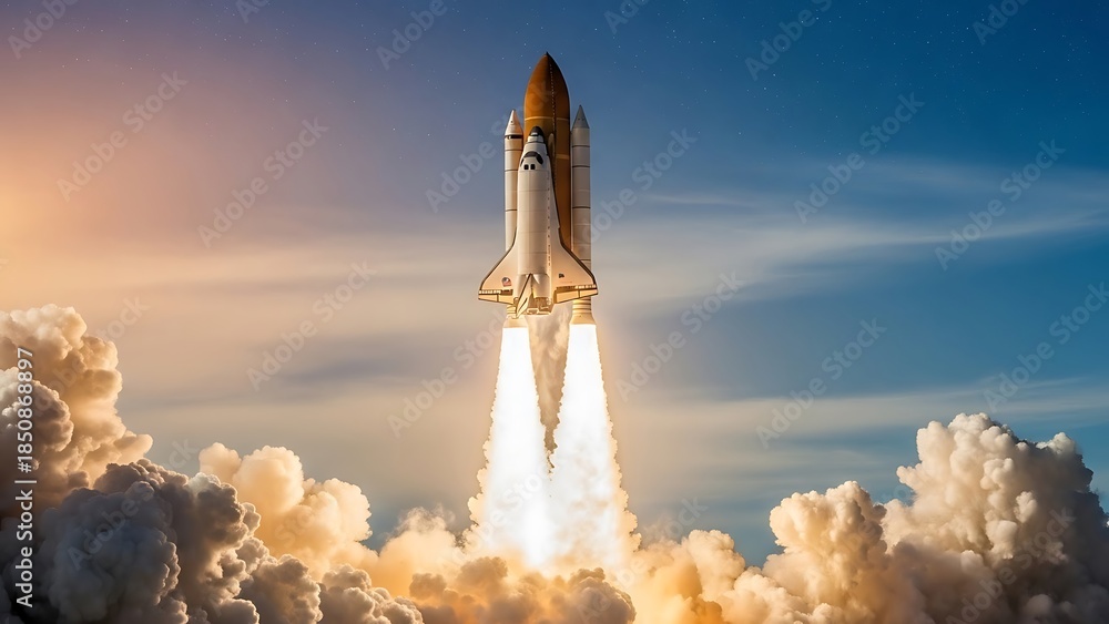 Obraz premium Rocket launching into sky