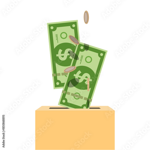 savings. money in a box. vector illustration