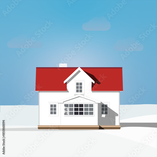 Winter house. winter landscape. Scandinavian architecture. vector illustration