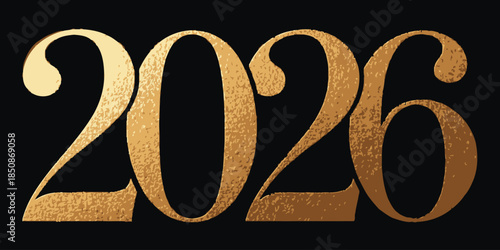 Golden 2026 typography on black background for business presentations