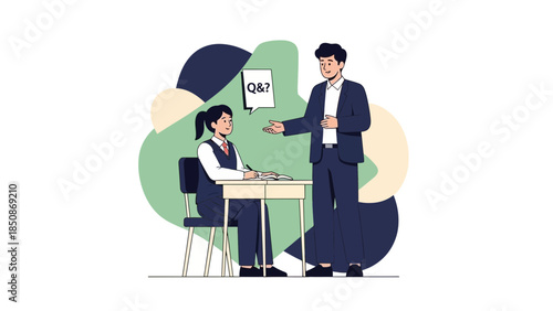 Professional Business Interview or Question and Answer Session Between Colleagues in a Modern