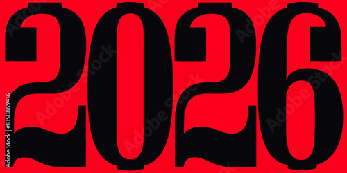 Bold 2026 typography on red background for modern designs