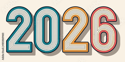 Vibrant 2026 numbers in modern colorful design