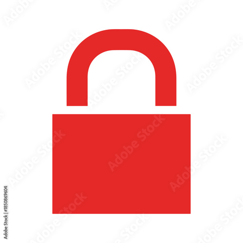 Open red padlock icon on white background