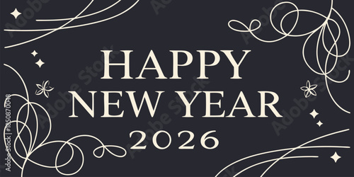 Happy New Year 2026 celebration with elegant design elements