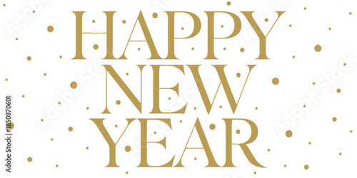 Golden Happy New Year greeting with elegant gold dots