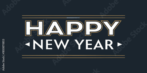 Happy New Year celebration with elegant gold and white text