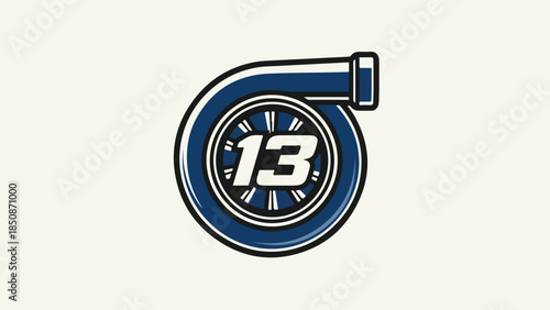 Turbocharger Logo with Number 13 Automotive Performance Symbol logotypelogoicon.