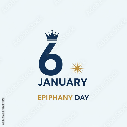 Epiphany Day Illustration: A stylized graphic representing Epiphany Day on January 6, with a crown and star, a festive and religious symbol.