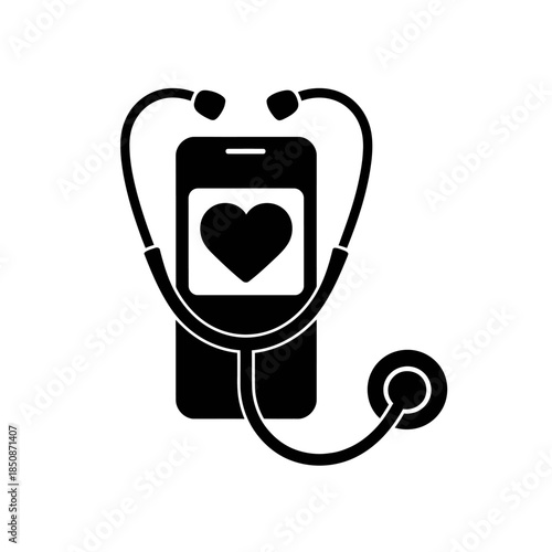 A graphic of a stethoscope wrapped around a smartphone