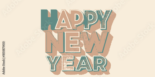 Happy New Year celebration with colorful typography