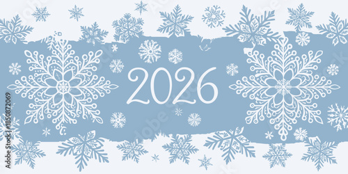Festive snowflakes design for 2026 New Year's celebration