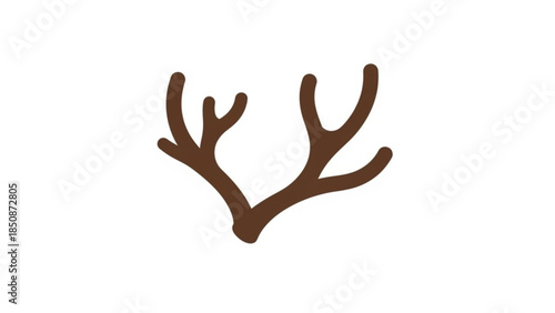 Brown antler silhouette, deer horn shape, simple iconic design element, graphic resource for wildlife or hunting themes