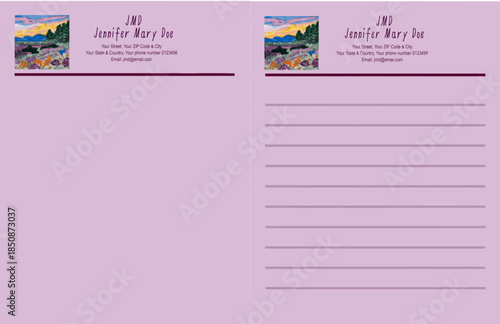 Private stationary, customizable, with the motif 