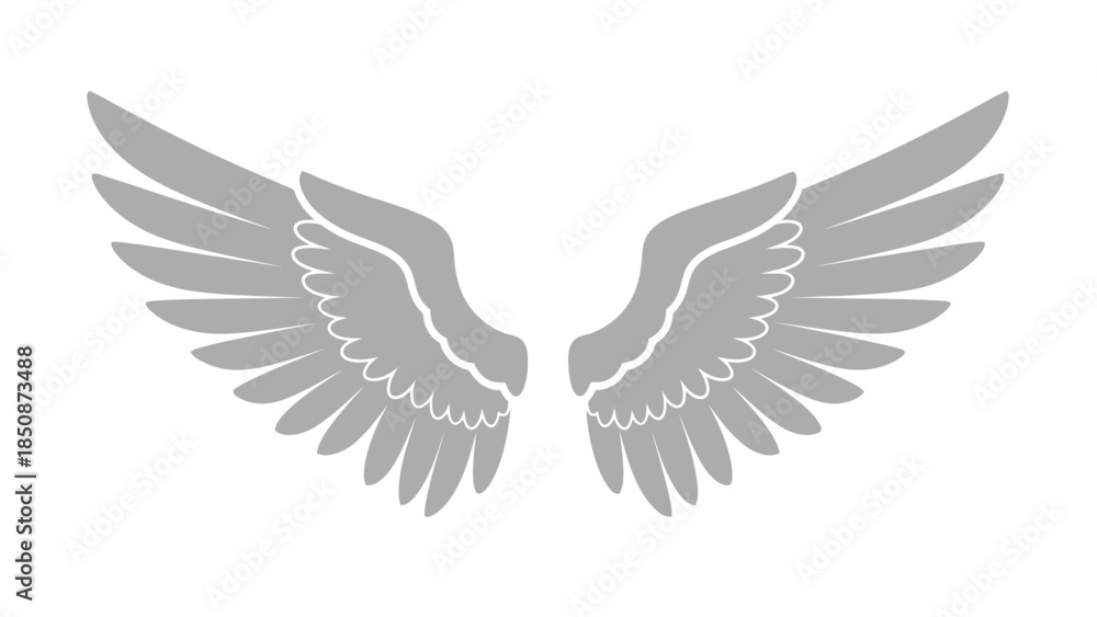 Obraz premium Symbolic pair of spread gray wings representing freedom, aspiration, and angelic or mythical presence