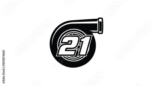 Automotive Turbocharger Racing Logo with Number 21 - Speed and Power Emblem logotypelogoicon.