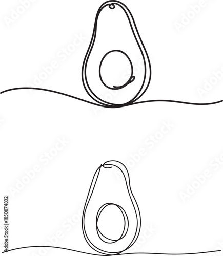 Avocado silhouette vector continuous line minimal fruit illustration set design