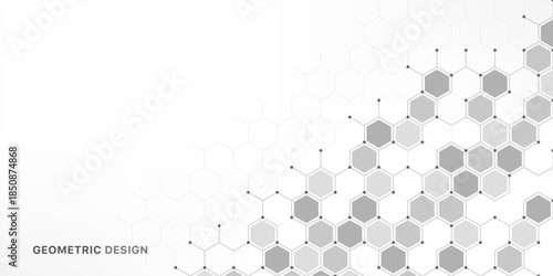 Graphic design element with abstract geometric background of simple hexagon pattern