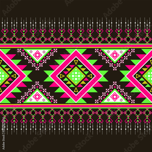 Geometric Ethnic pattern, Native American tribal fabric, tile, carpet, vector, illustration design, on gray background