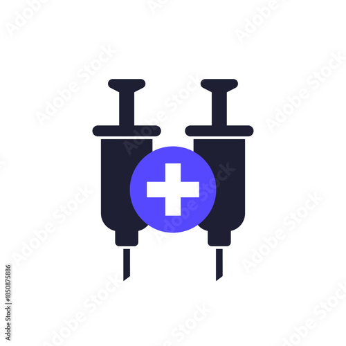 two doses of vaccine icon on white