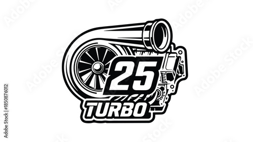 Turbocharger 25 Logo Emblem - Automotive Engine Performance Boost Icon logotypelogoicon.