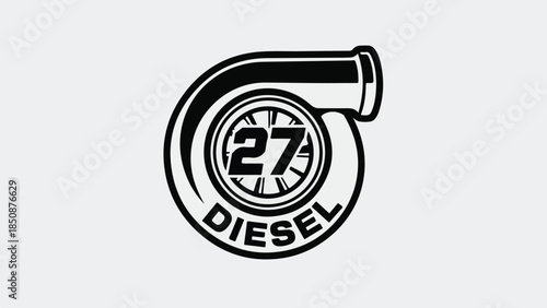 Turbo Diesel Engine Logo 27 - Automotive Performance Vector Icon Black and White Emblem logotypelogo.