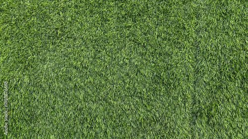 Synthetic grass texture as a photo background. A close-up of the green synthetic grass used in a children's playground.