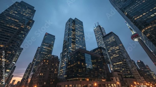 Captivating Time-Lapse of Toronto's Skyline at Night: Urban Splendor and Modern Architecture