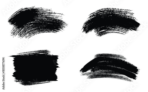 Collection of four black smudged makeup brush stroke illustrations