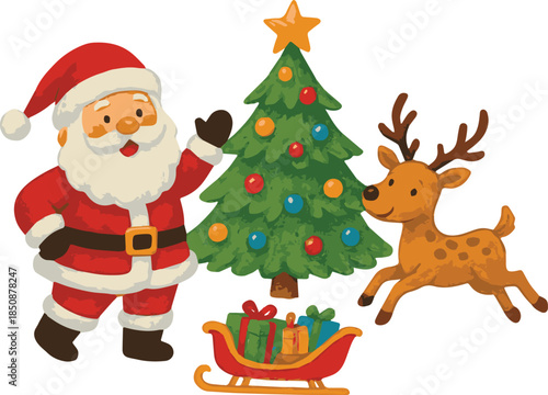 Santa, Reindeer, and the Sleigh