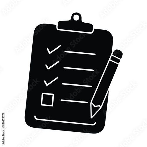 Checklist Icon Design With Pencil, Task Management And Planning