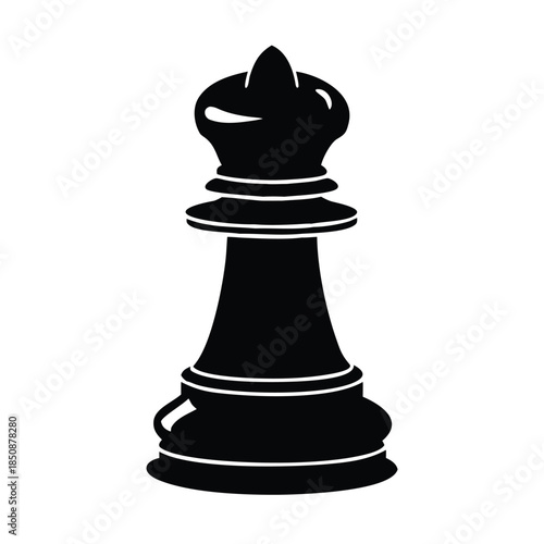 Chess Piece Strategy Game Black Queen Isolated Vector