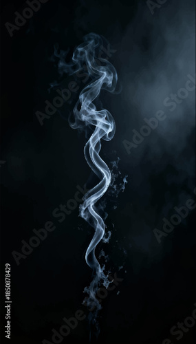 Smoke curl is a thin, twisted stream of smoke with soft borders and high detail from outlined to disintegrating. It is suitable for mysterious essays, noir posters and titles. Vector. EPS_02.